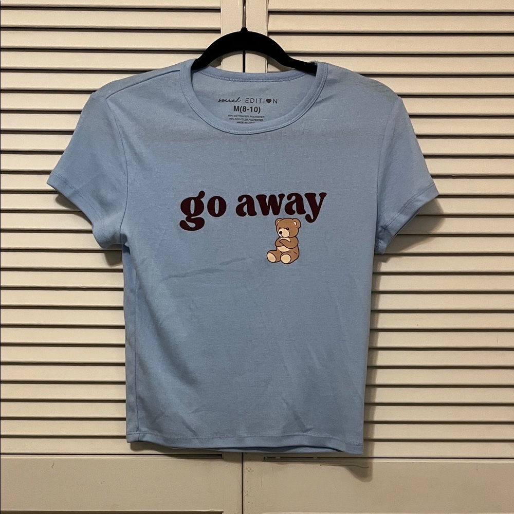 Blue Graphic Tee with Bear Design